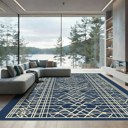Antique Ivory Lattice Geometric Rug