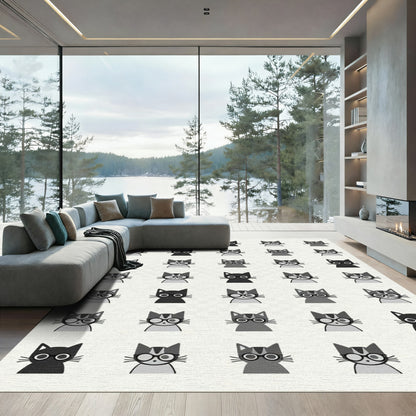 Cute Black White Gray Cats Rug