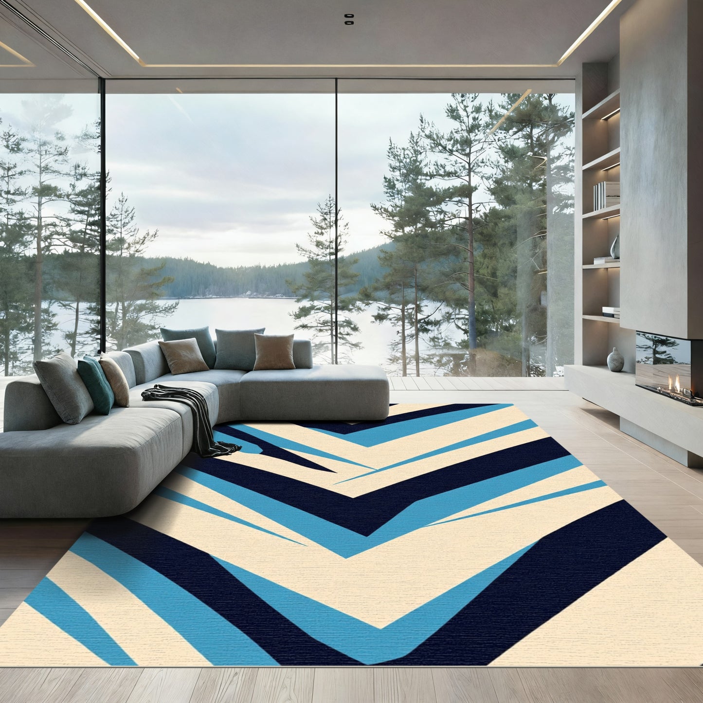 Bold Geometric Chevron Lines Rug