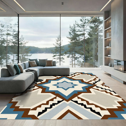 Geometric Starburst Aztec Brocade Rug