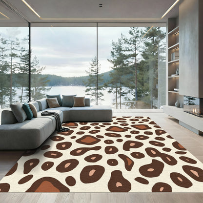 Brown and Cream Animal Spots Rug