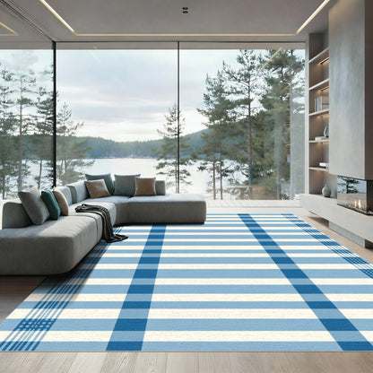 Classic Blue Gingham Buffalo Check Rug