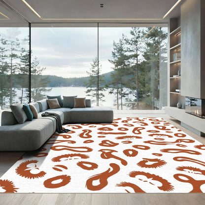 Rustic Brown Animal Spot Abstract Rug