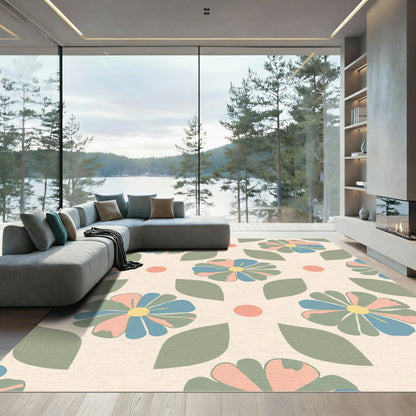 Pastel Floral Leaf Burst Rug