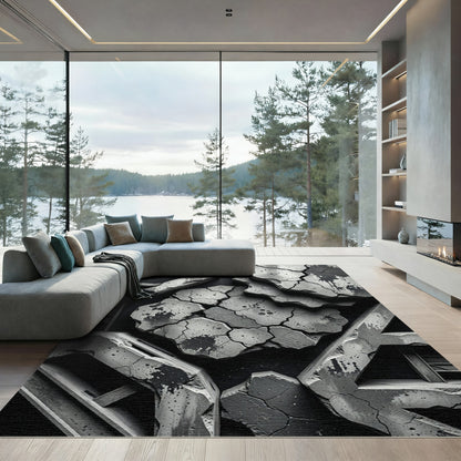 Abstract Concrete Chic Jagged Rug