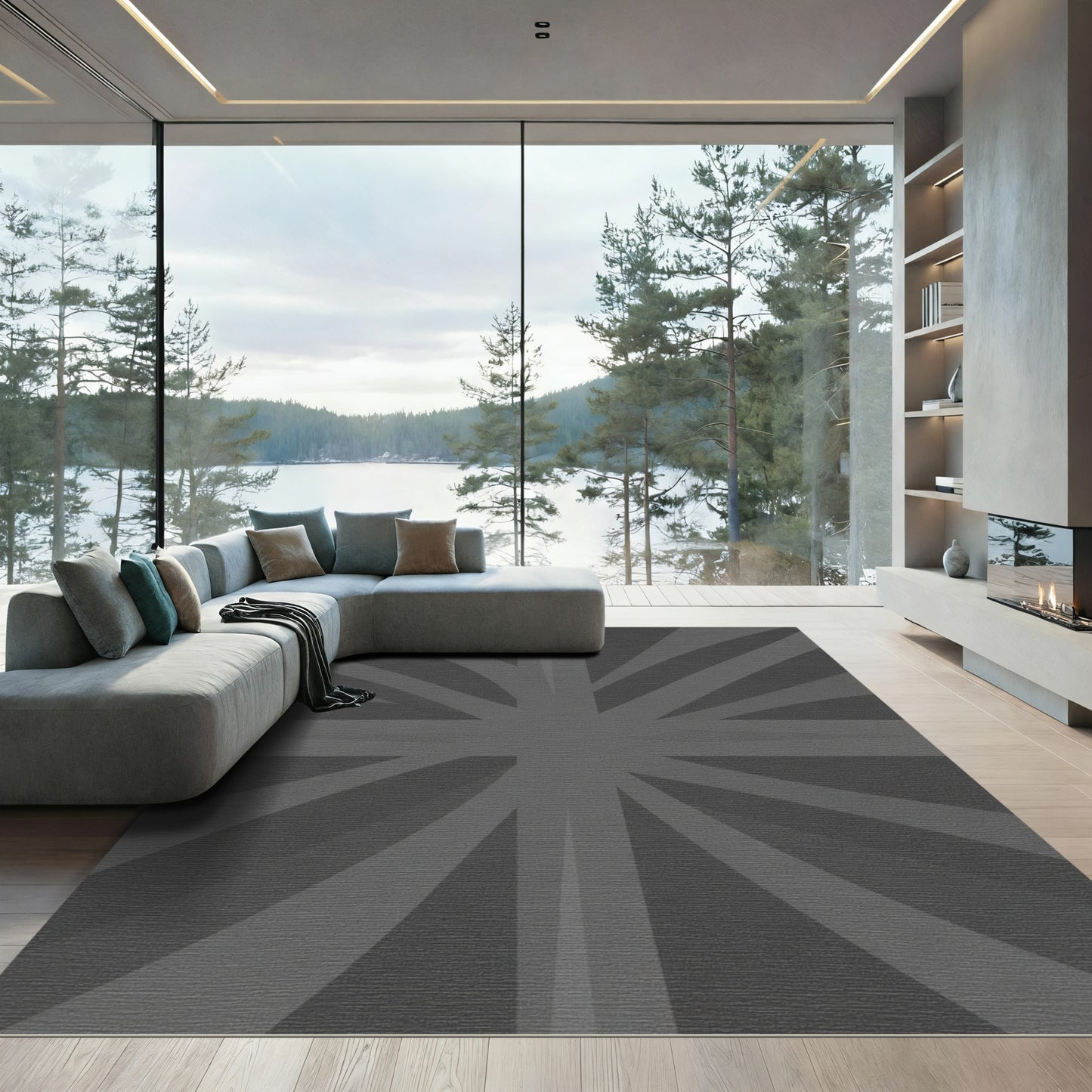 Monochromatic Rays Union Jack Rug