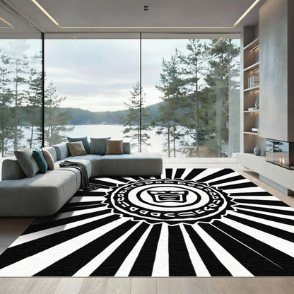 Monochromatic Sunburst Emblem Rug