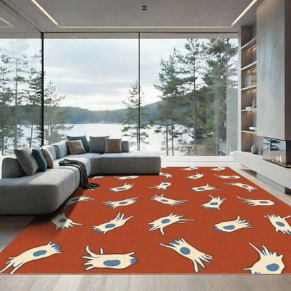 Rust Red Cells Scattered Organism Rug