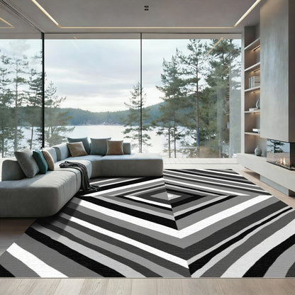 Monochromatic Diamond Stripe Composition Rug