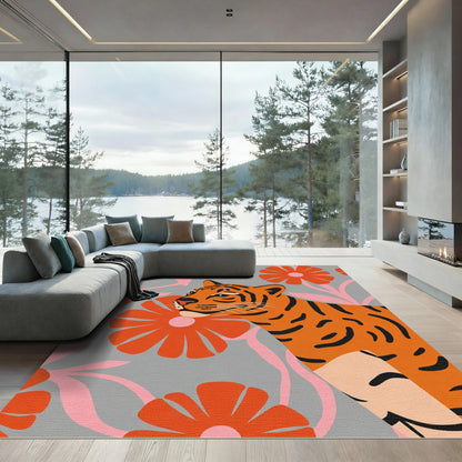 Orange Tiger Floral Grove Rug