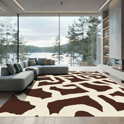Brown Cream Bold Maze Rug