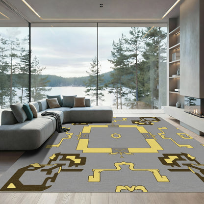 Metallic Gold Geometric Art Deco Rug