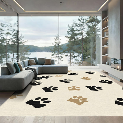 Black Tan Paw Print Repeat Rug