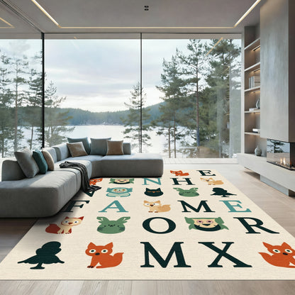 Alphabet Forest Creatures Print Rug