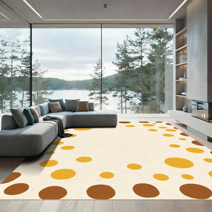 Brown Gold Polka Dot Scatter Rug