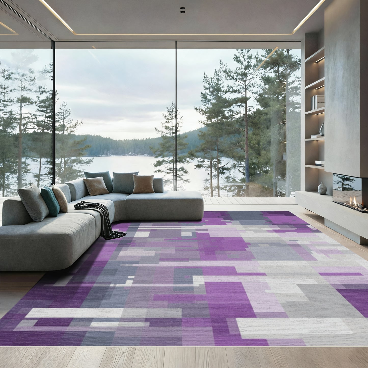 Amethyst Slate Abstract Geometric Overlay Rug