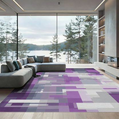 Amethyst Slate Abstract Geometric Overlay Rug
