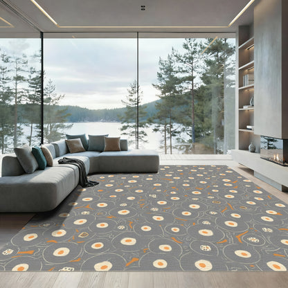 Gray Orange Ring Scatter Rug