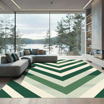 Forest Green Chevron Stripe Rug