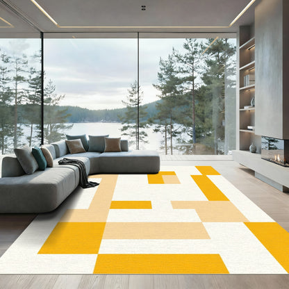 Bold Yellow Geometric Block Rug