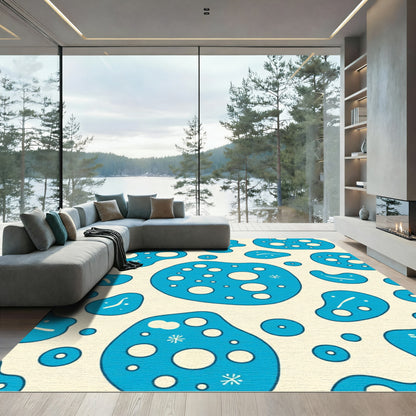 Abstract Blue Blob Cells Rug