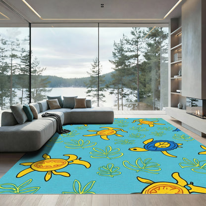 Bright Yellow Turtle Marine Life Rug