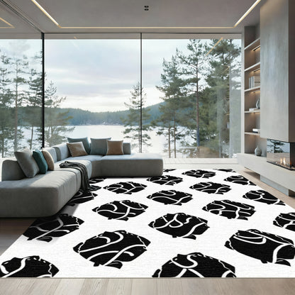Black White Organic Organic Rhombus Rug