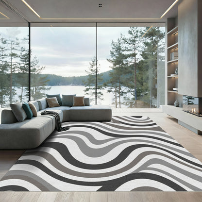 Gray Monochrome Swirls Rug