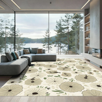 Neutral Floral Burst Art Rug