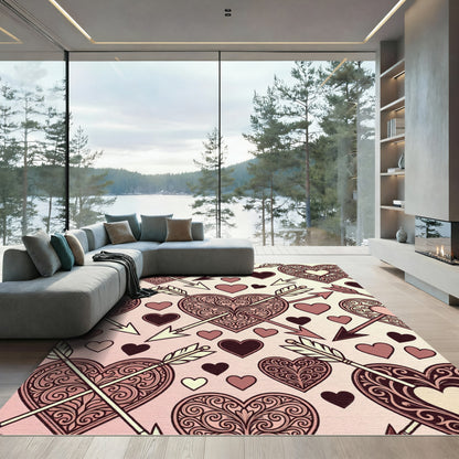 Romantic Filigree Hearts Arrows Rug