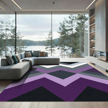 Modern Purple Geometric Peaks Rug