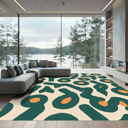 Teal Orange Abstract Amoeba Rug