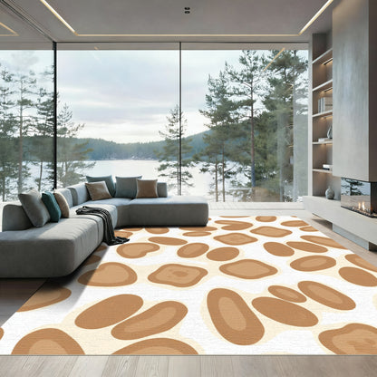 Brown Shapes Abstract Organic Composition Rug