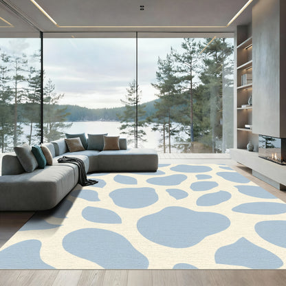 Soft Blue Spots Abstract Organic Rug
