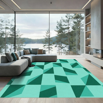 Teal Geometric Illusion Cubes Rug