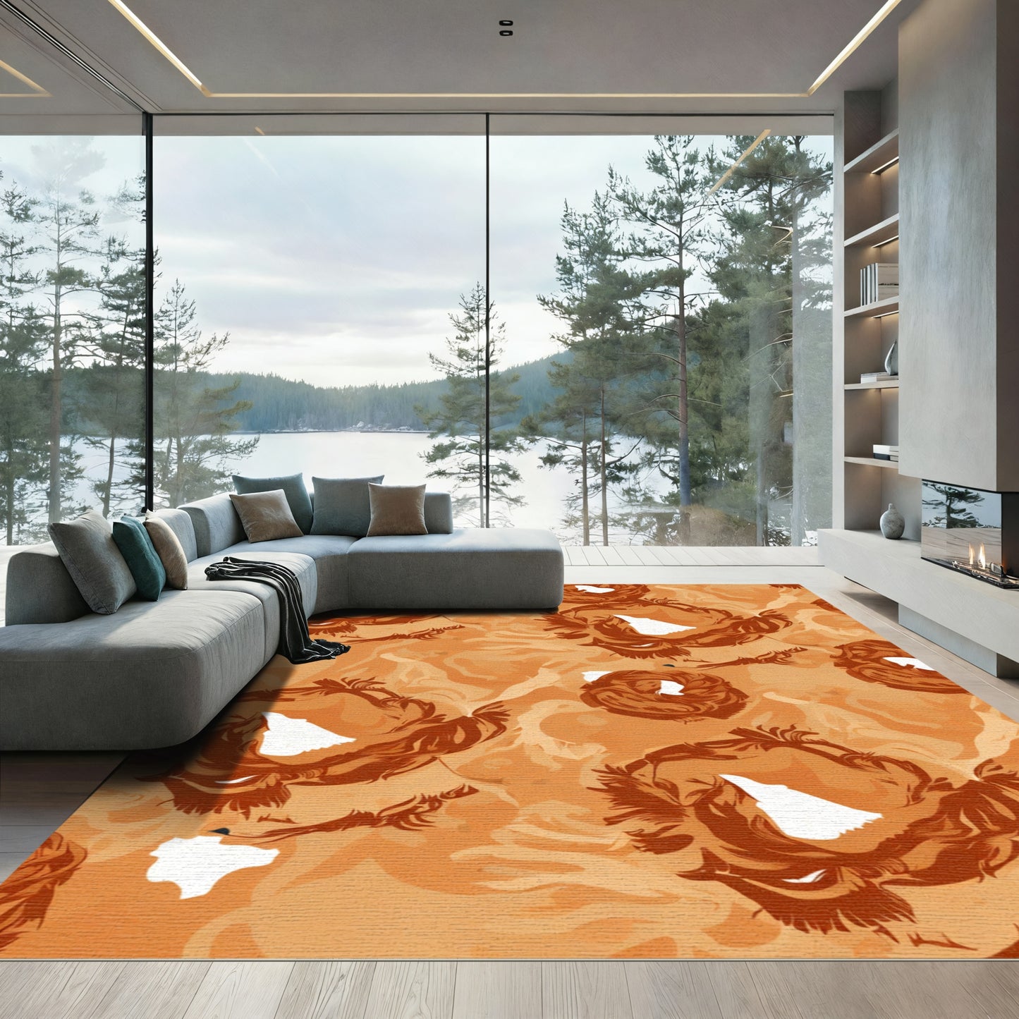 Brown Orange Swirl Bird Nest Rug