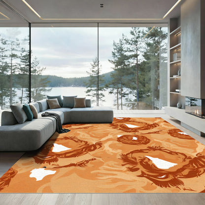 Brown Orange Swirl Bird Nest Rug