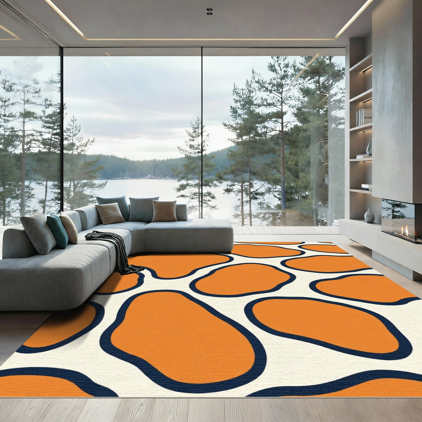 Orange Creamy Blob Organic Flow Rug