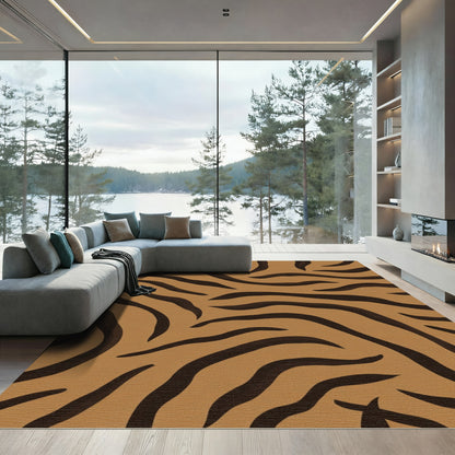 Warm Brown Tiger Stripe Texture Rug