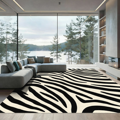 Bold Black Nude Zebra Stripes Rug