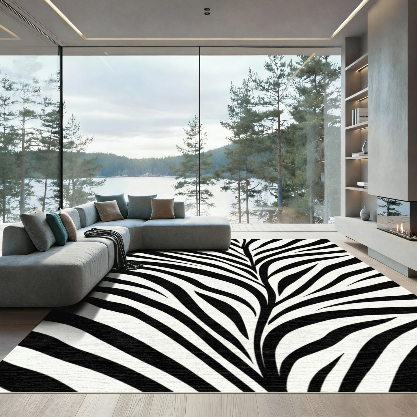 Stripe Natural Woodland Swirl Rug