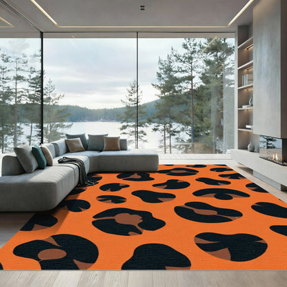 Bold Orange Black Spots Spots Rug