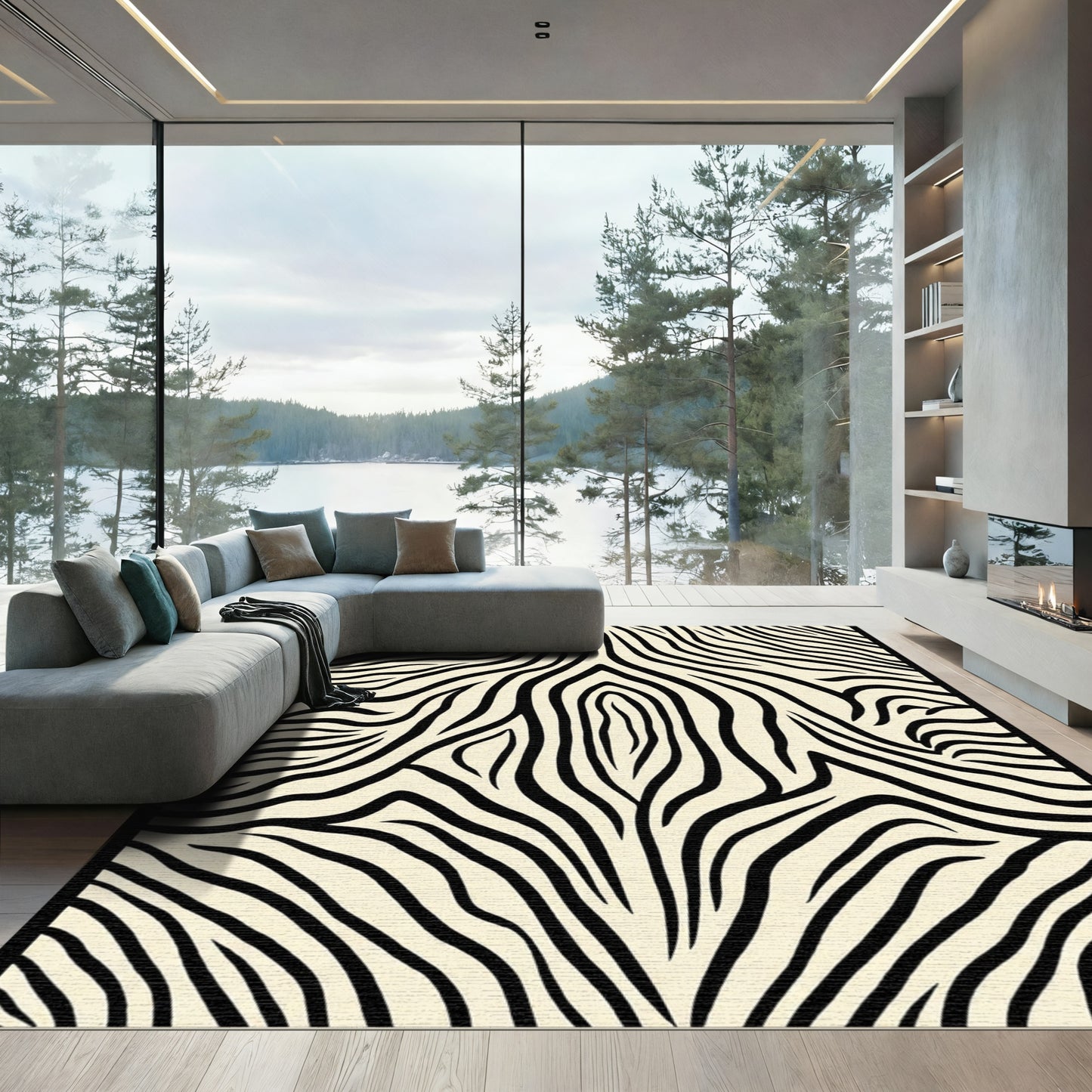 Bold Black Creme Zebra Stripes Rug