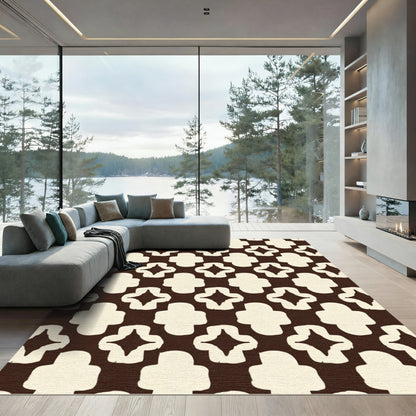 Cream Quadfoil Quatrefoil Dark Rug