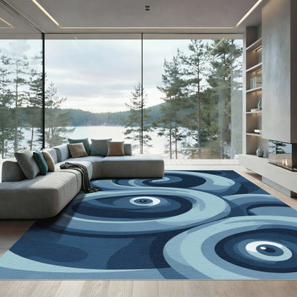 Deep Blue Swirl Eye Rug