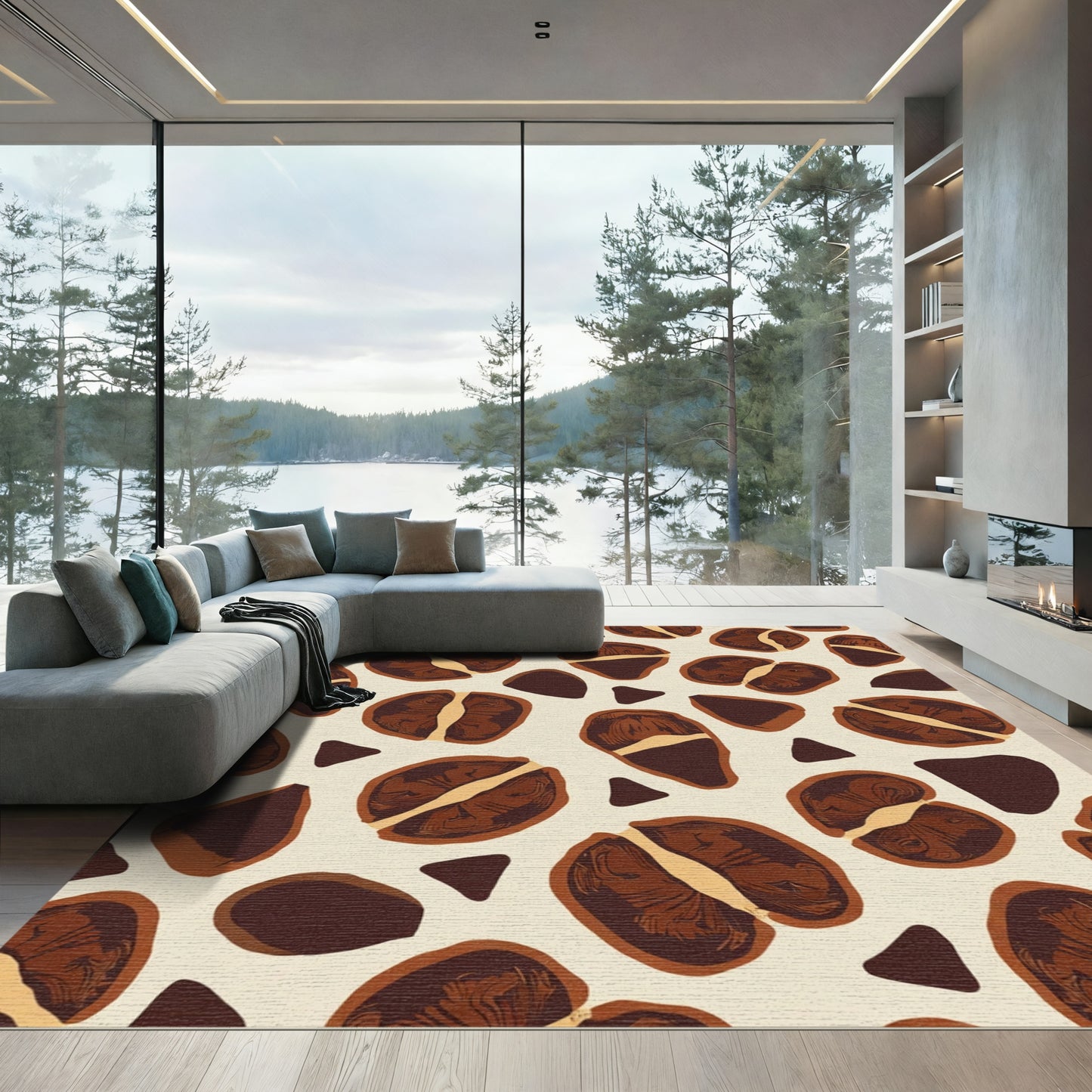 Brown Chestnut Slice Abstract Layout Rug