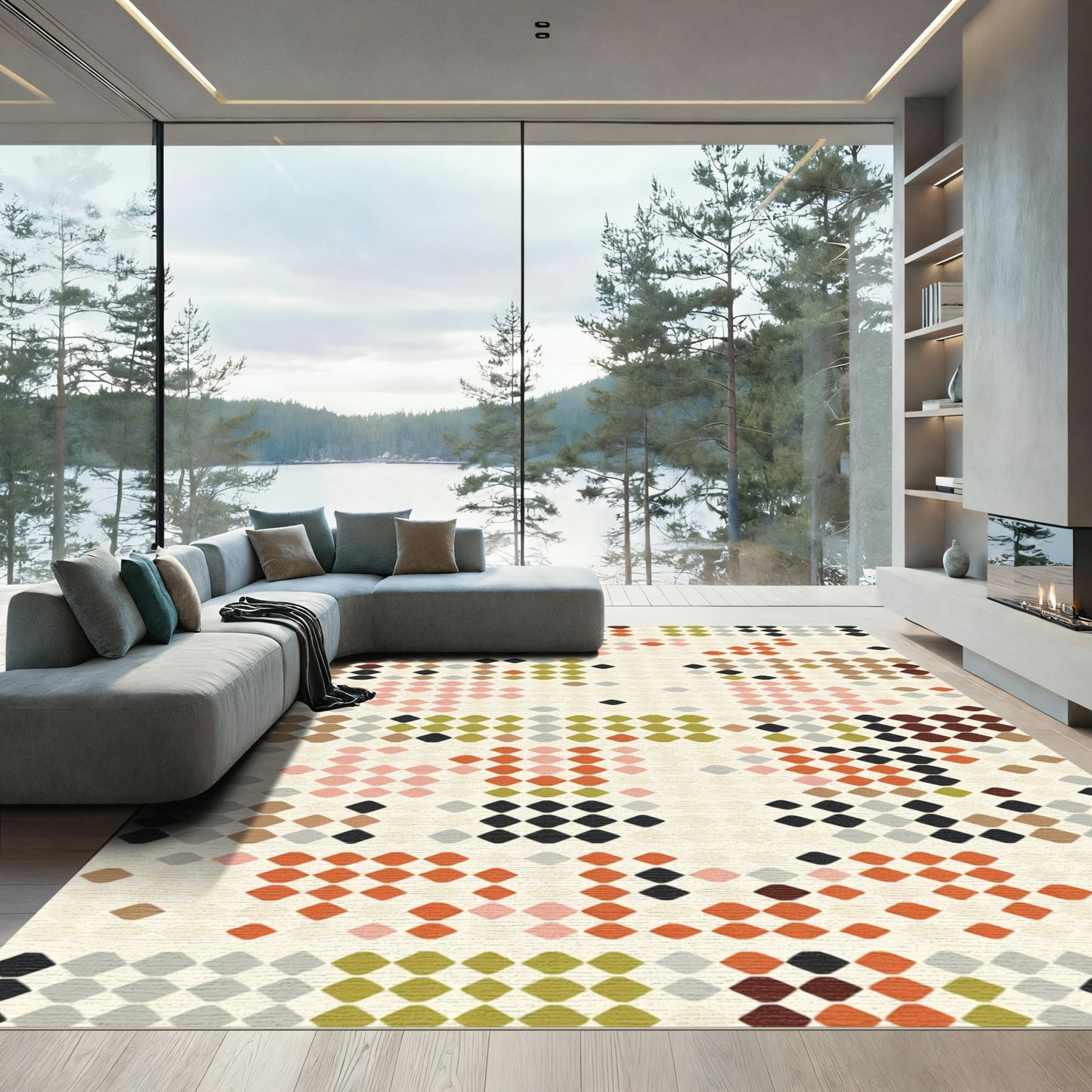 Pixelated Diamond Collage Rug