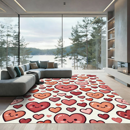 Cute Red Heart Pattern Rug