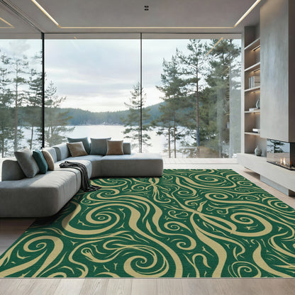 Emerald Swirls and Vines Rug