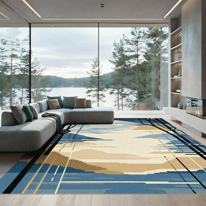 Serene Midnight Moon Landscape Rug